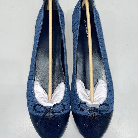 NEW TORY BURCH Women's Dark Denim Cap-Toe Quilted Ballet Flats – Size 10 - Picture 9 of 9